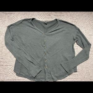 Mudd long sleeve faded green waffle tee, size US S